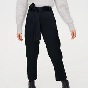 Aritzia Wilfred Tie-Front Pants Black Satin Removable Tie Belt (Size 10)